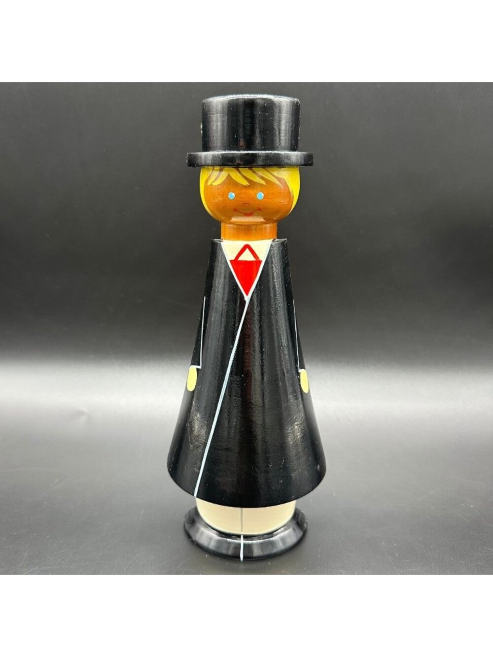 Vintage Swedish Figurine Top Hat Man Aja Tra Uppsala Scandinavian Art MCM Decor